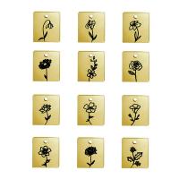 Stainless Steel Pendants, 304 Stainless Steel, Vacuum Ion Plating, fashion jewelry & DIY & with flower pattern, golden 