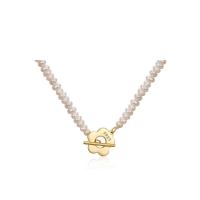 Sterling Silver Pearl Necklace, 925 Sterling Silver, with Freshwater Pearl, Flower, 18K gold plated, for woman & hollow Approx 14.5 Inch 