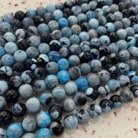 Perles agate de feu craquelées naturelles, agate feu, DIY, bleu Environ 38 cm, Vendu par brin