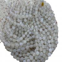Бисеры с естественным белым агатом, Белый агат, поверхность звездообразной резки & DIY, белый, длина:Приблизительно 38 см, продается Strand