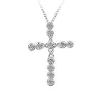 Rhinestone Zinc Alloy Necklace, Cross, silver color plated, fashion jewelry & Unisex & with rhinestone, silver color Approx 17.72 Inch 