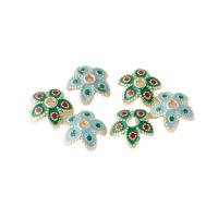 Zinc Alloy Bead Caps, Flower, gold color plated, DIY & enamel 8mm Approx 1.5mm 
