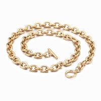 Fashion Stainless Steel Necklace Chain, 304 Stainless Steel Chain, Stick, 18K gold plated, Unisex & oval chain mm 