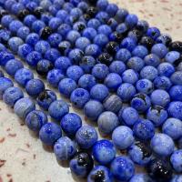 Perles agate de feu craquelées naturelles, agate feu, Rond, poli, DIY, bleu Environ 38 cm, Vendu par brin
