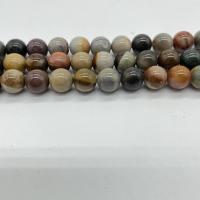 Landschafts-Jaspis Perlen, Bild Jaspis, rund, poliert, DIY, gemischte Farben, Länge:ca. 38 cm, verkauft von Strang