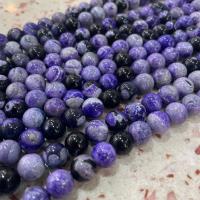 Perles agate de feu craquelées naturelles, agate feu, DIY, violet Environ 38 cm, Vendu par brin