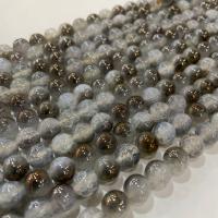 perle en agate de fissure naturelle , Placage, DIY, couleurs mélangées Environ 38 cm, Vendu par brin