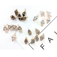 Gemstone Brass Pendants, Natural Stone, with Brass, Rhombus, gold color plated & Unisex 