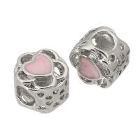 Zinc Alloy Large Hole Beads, Flower, silver color plated, DIY & enamel, silver color Approx 4mm 