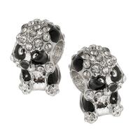 Zinc Alloy Large Hole Beads, Panda, silver color plated, DIY & enamel & with rhinestone, silver color Approx 4mm 