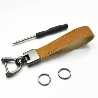 PU Leather Key Chain, Cowhide, with PU Leather & Zinc Alloy, silver color plated, portable & Unisex 
