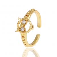 Cubic Zirconia Micro Pave Brass Finger Ring, Animal, gold color plated, Adjustable & micro pave cubic zirconia & for woman, 20mm 