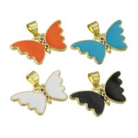 Enamel Brass Pendants, Butterfly, gold color plated, micro pave cubic zirconia Approx 3mm 
