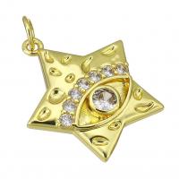 Cubic Zirconia Micro Pave Brass Pendant, Star, gold color plated, micro pave cubic zirconia Approx 3mm 