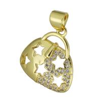 Cubic Zirconia Micro Pave Brass Pendant, gold color plated, hollow Approx 3mm 