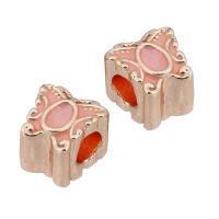 Zinc Alloy Large Hole Beads, Butterfly, rose gold color plated, DIY & enamel, rose gold color Approx 4.5mm 