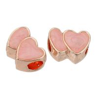 Zinc Alloy Large Hole Beads, Heart, rose gold color plated, DIY & enamel, rose gold color Approx 5mm 