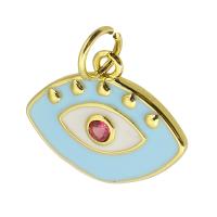 Cubic Zirconia Micro Pave Brass Pendant, Evil Eye, gold color plated, micro pave cubic zirconia & enamel, mixed colors Approx 3.5mm 