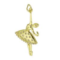 Cubic Zirconia Micro Pave Brass Pendant, Girl, gold color plated, micro pave cubic zirconia, golden Approx 3.5mm 