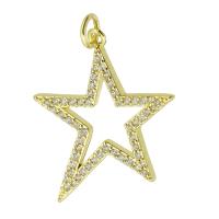 Cubic Zirconia Micro Pave Brass Pendant, Star, gold color plated, micro pave cubic zirconia, golden Approx 4mm 