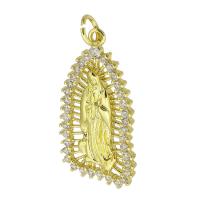 Cubic Zirconia Micro Pave Brass Pendant, Virgin Mary, gold color plated, micro pave cubic zirconia, golden Approx 3.5mm 