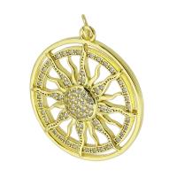 Cubic Zirconia Micro Pave Brass Pendant, Round, gold color plated, micro pave cubic zirconia, golden Approx 4mm 