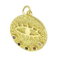 Cubic Zirconia Micro Pave Brass Pendant, Evil Eye, gold color plated, micro pave cubic zirconia, golden Approx 3mm 