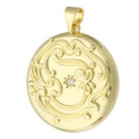 Cubic Zirconia Micro Pave Brass Pendant, Round, gold color plated, micro pave cubic zirconia, golden Approx 3.5mm 