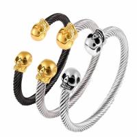316L Stainless Steel Cuff Bangle, Skull, plated, fashion jewelry & for man 53-58mm,6mm 