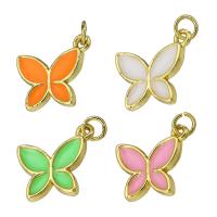 Enamel Brass Pendants, Butterfly, gold color plated Approx 2mm 