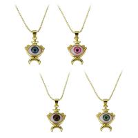 Collier Evil Eye bijoux, laiton, avec plastique, Mauvais œil, Placage de couleur d'or, pour femme, plus de couleurs à choisir Environ 20 pouce, Vendu par PC