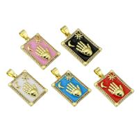 Enamel Brass Pendants, Rectangle, gold color plated, micro pave cubic zirconia Approx 3mm 