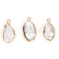 Freshwater Pearl Pendants, with Zinc Alloy, white 