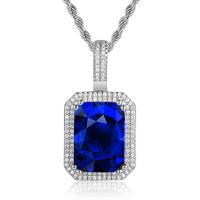 Cubic Zircon Micro Pave Brass Necklace, Rectangle, plated, Unisex & micro pave cubic zirconia & faceted Approx 24 Inch 