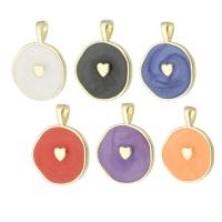 Enamel Brass Pendants, Round, gold color plated Approx 2.5mm 