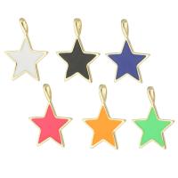 Enamel Brass Pendants, Star, gold color plated Approx 3mm 