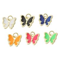 Enamel Brass Pendants, Butterfly, gold color plated Approx 3mm 