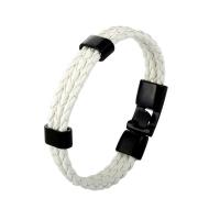 Split Layer Cowhide Leather Bracelet, with Zinc Alloy, Round, plated, fashion jewelry & for man 