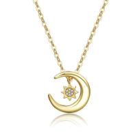 Cubic Zircon Micro Pave Brass Necklace, with 1.96inch extender chain, Moon, gold color plated, oval chain & micro pave cubic zirconia & for woman, 18mm Approx 15.7 Inch 