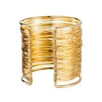 Bracelets manchette de fer , Rond, Placage de couleur d'or, bijoux de mode & unisexe, doré, 60mm, Diamètre inté Environ 65mm, Vendu par PC