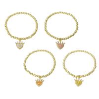 Cubic Zirconia Micro Pave Brass Bracelet, Heart, gold color plated, with eye pattern & micro pave cubic zirconia & for woman & enamel Approx 6.4 Inch 