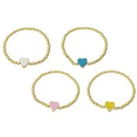 Bracelets Brass Enamel, laiton, coeur, Placage de couleur d'or, pour femme & émail, plus de couleurs à choisir Environ 6.8 pouce, Vendu par PC