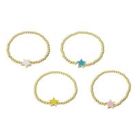 Bracelets Brass Enamel, laiton, étoile, Placage de couleur d'or, pour femme & émail, plus de couleurs à choisir Environ 6.6 pouce, Vendu par PC