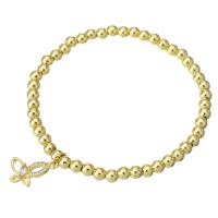 Bracelet cubique en laiton zircon pavent, Placage de couleur d'or, pavé de micro zircon & pour femme & creux Environ 6.6 pouce, Vendu par PC