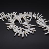 Biwa Cultured Freshwater Pearl Beads, irregular, polished, DIY, white, 3x15- Approx 14.96 Inch 