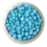 Harz Perlen Schmuck, rund, DIY & mit Brief Muster & Emaille, keine, 4x7mm, Bohrung:ca. 1mm, 100PCs/Tasche, verkauft von Tasche