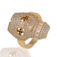 Cubic Zirconia Micro Pave Brass Finger Ring, gold color plated, Adjustable & Unisex & micro pave cubic zirconia, 21mm 