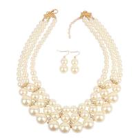Jewelry Gift Sets, Zinc Alloy, earring & necklace, with Plastic Pearl, zinc alloy lobster clasp, zinc alloy earring hook, for woman, white, 5-35mm cm 