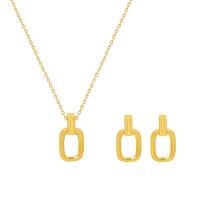 Titanium Steel Jewelry Set, earring & necklace, with 5cm extender chain, Rectangle, Vacuum Ion Plating & for woman, golden Approx 40 cm 