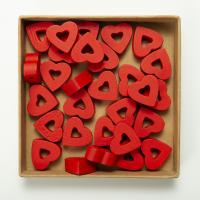 Dyed Wood Beads, Hemu Beads, Heart, DIY 25mm 